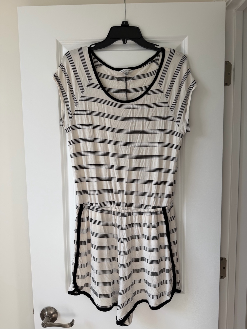 Striped cream and Black Casual Women's romper